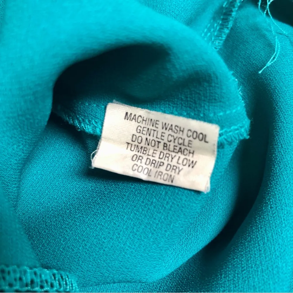 Vintage 80s 90s Jordana Western Button Down Lightweight Blouse Teal Turquoise L Blue Size L - Image 11