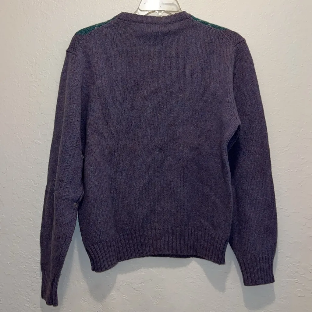 Vintage 70s Argyle Wool Grandpa Golf Sweater unisex preppy sweater Size XL - Image 4