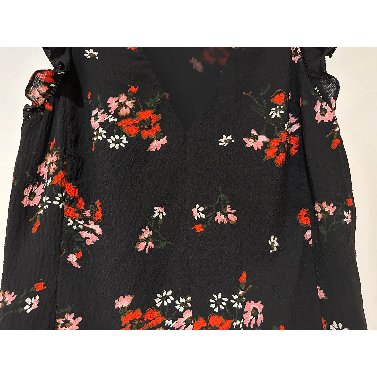 Rebecca Taylor Marguerite Black Floral Silk Top Size US XS 2 (EU 6) EUC Ruffles - Image 5