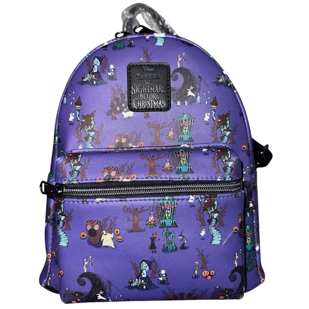 Loungefly Disney Nightmare Before Christmas Halloween Town Icons Mini Backpack - Image 4