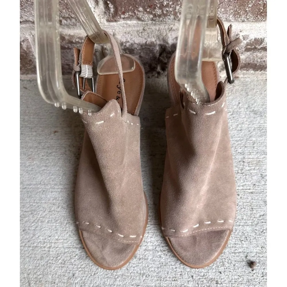 Frye Co Suede Donna Slingback Sandals Size 9M Ash Suede Leather Heels Pe… - Image 4