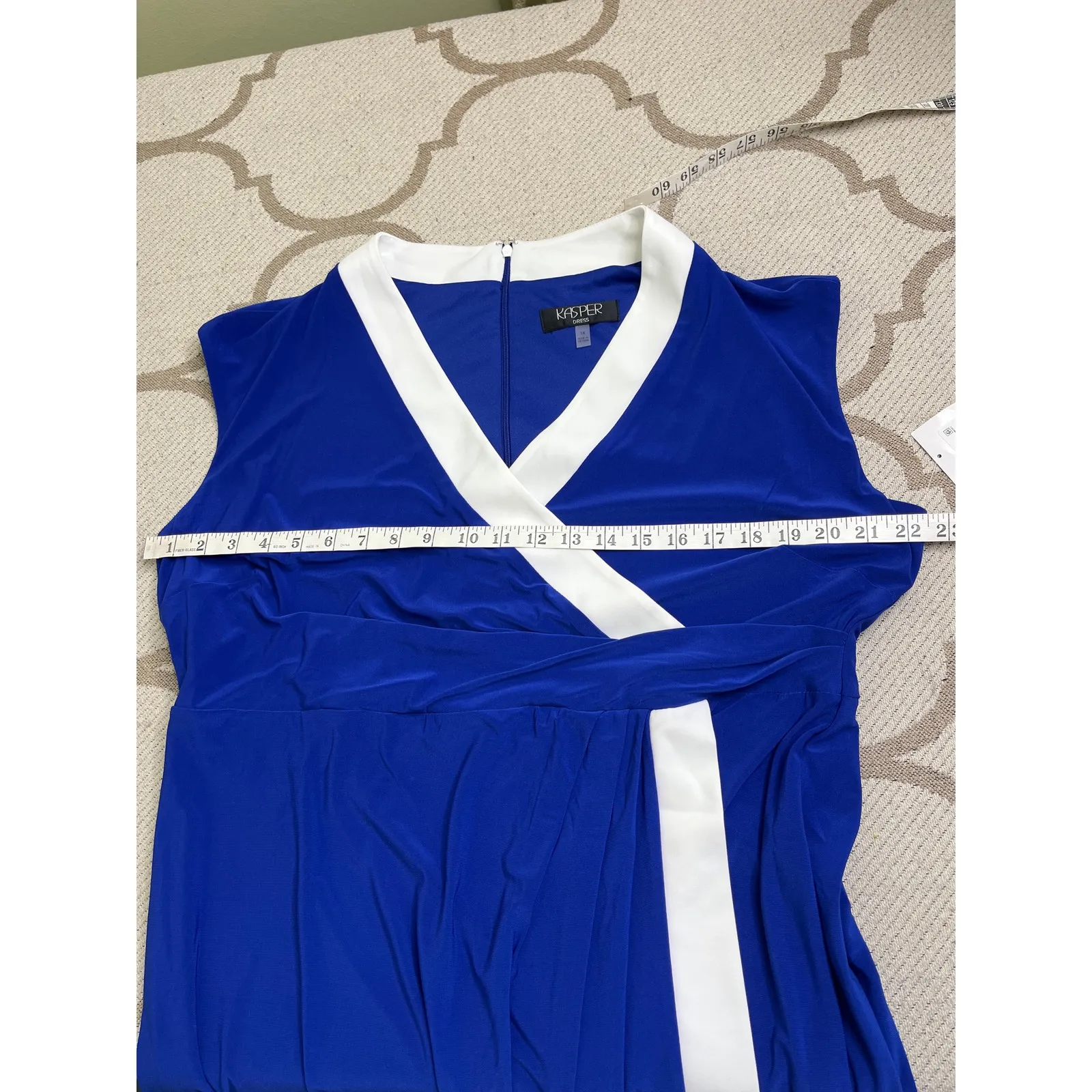 Kasper Plus Size Faux-Wrap Cap-Sleeve Dress Royal Blue, size 1X, NWT, MSRP $99 - Image 9