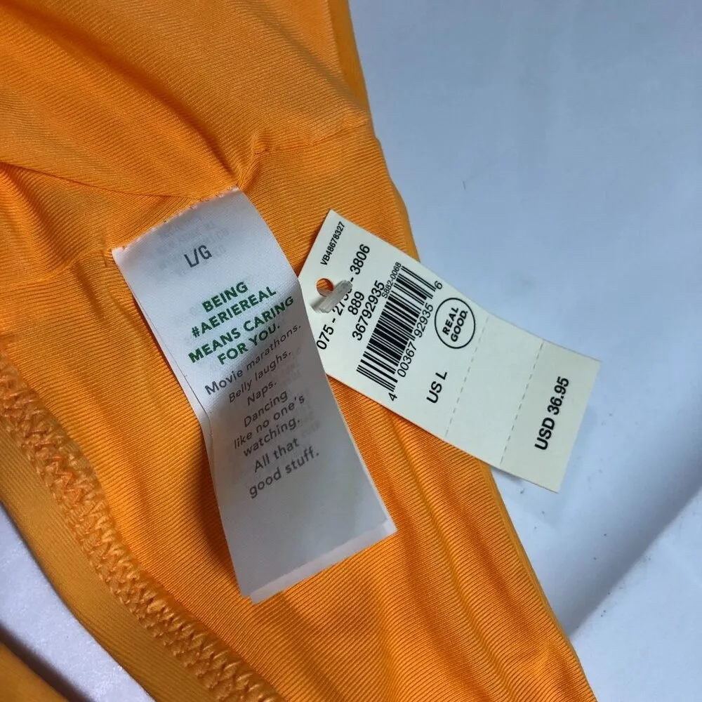 Aerie Swim Halter Bikini Top Keyhole Removable Cups Yellow L - Image 3