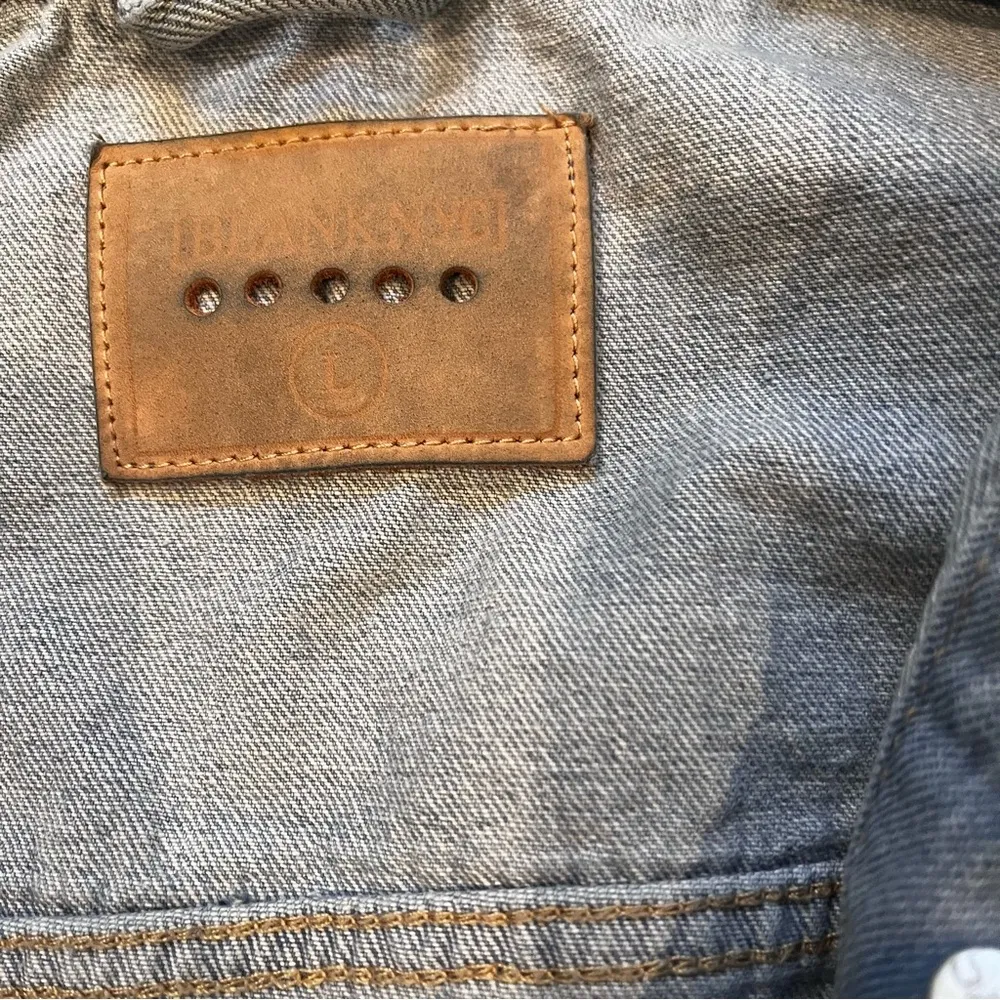 BLANK NYC Distressed Bleach Dip Dyed Ombré Denim Jacket, Sz L - Image 16