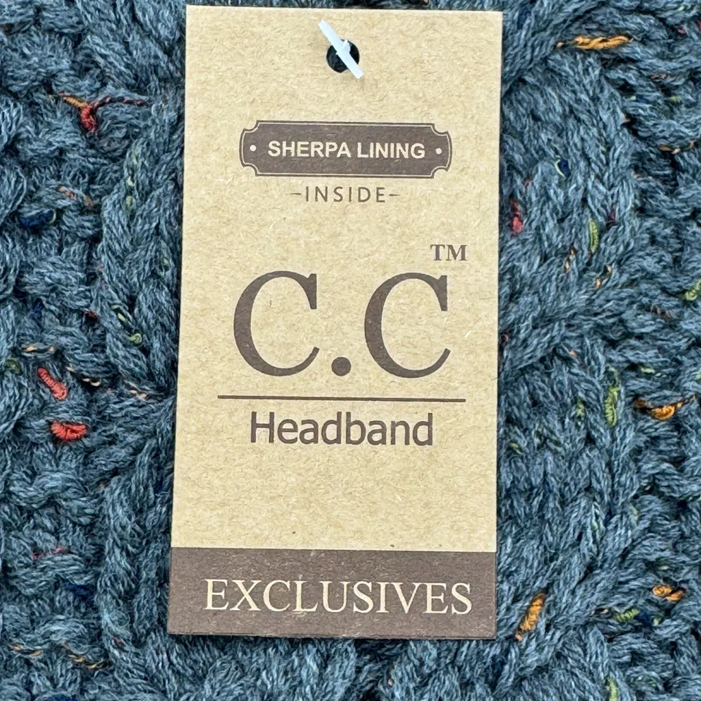 NWT C.C. Brand Chunky Knit Confetti Sherpa Lined Headband/Earwarmer Gray - Image 5