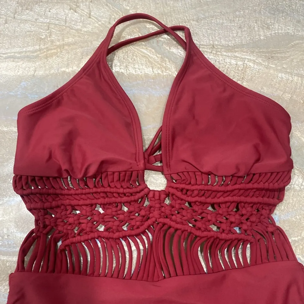 Xhilaration swimwear Red Halter One Piece Swimsuit Size Small / Preowned - Image 2