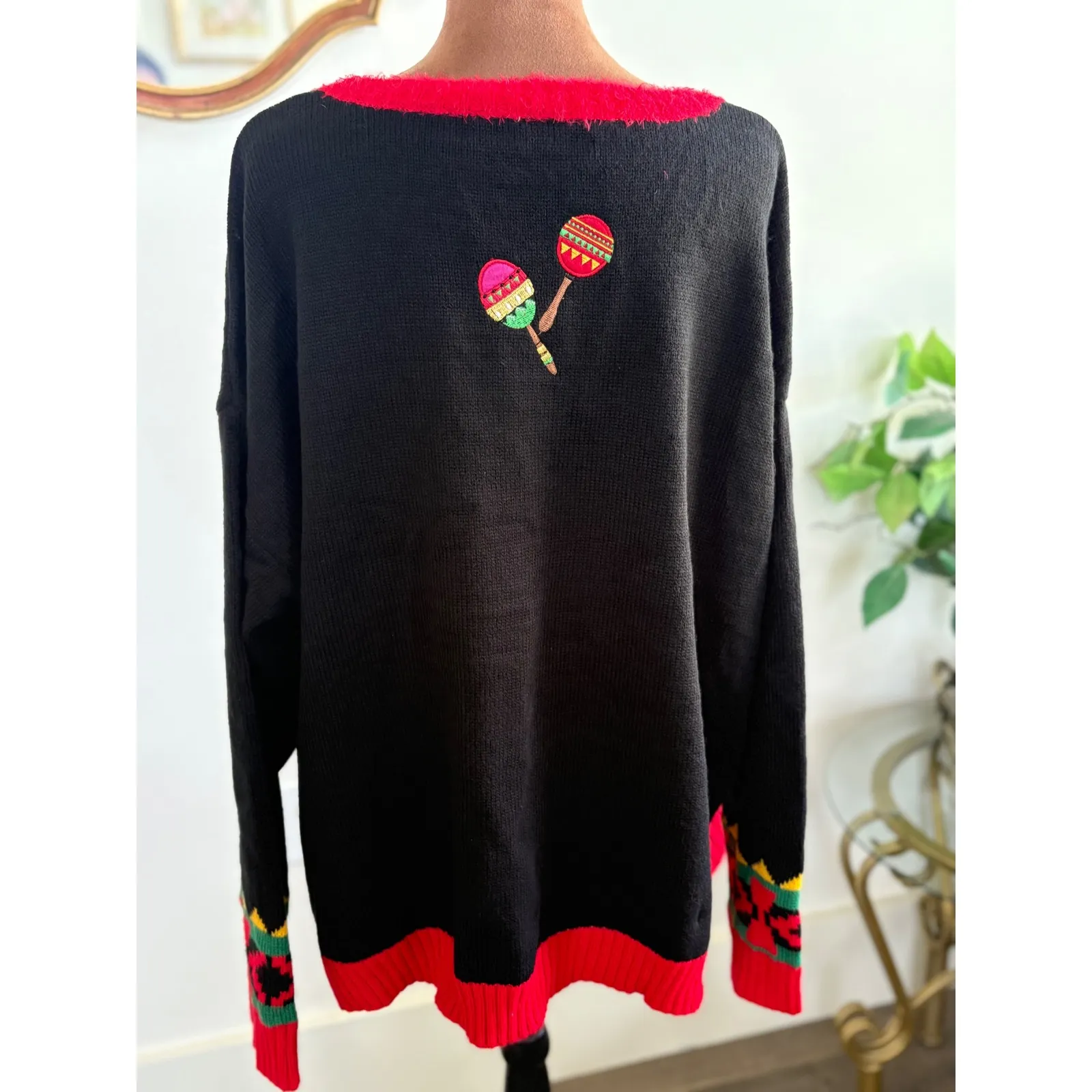 Feliz Navidad Ugly Christmas Sweater‎ Santa Sombrero Holiday Time 2X - Image 5