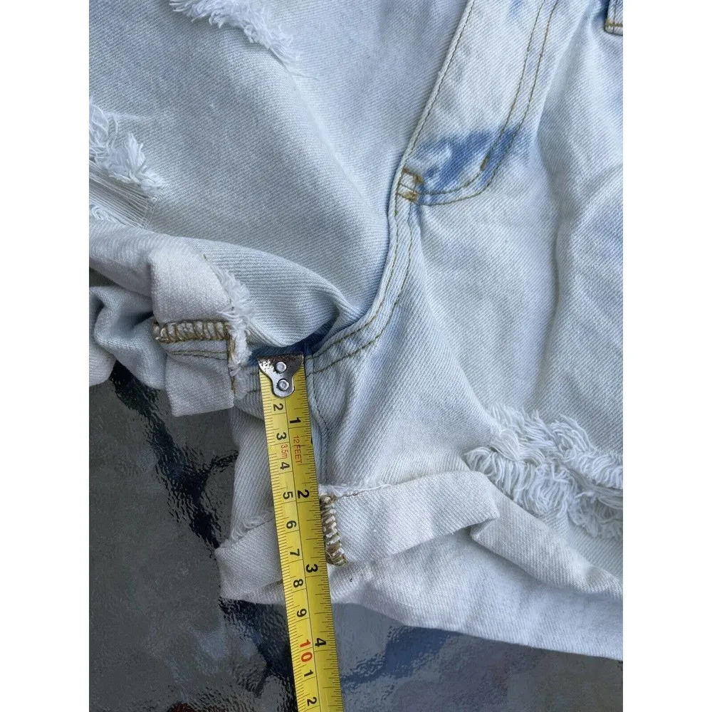 Kancan Size Small Distressed High Rise Jean Shorts Cuffed Light Wash - Image 8