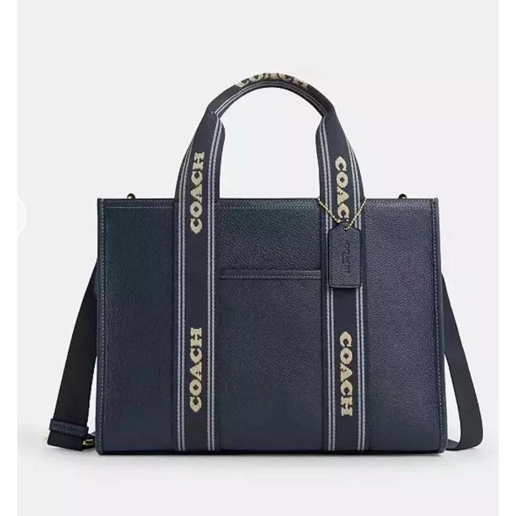 🔥🎁NWT! Coach Smith Tote Handbag Pebble Leather Denim Blue CBM10 Msrp:$428.00 - Image 2