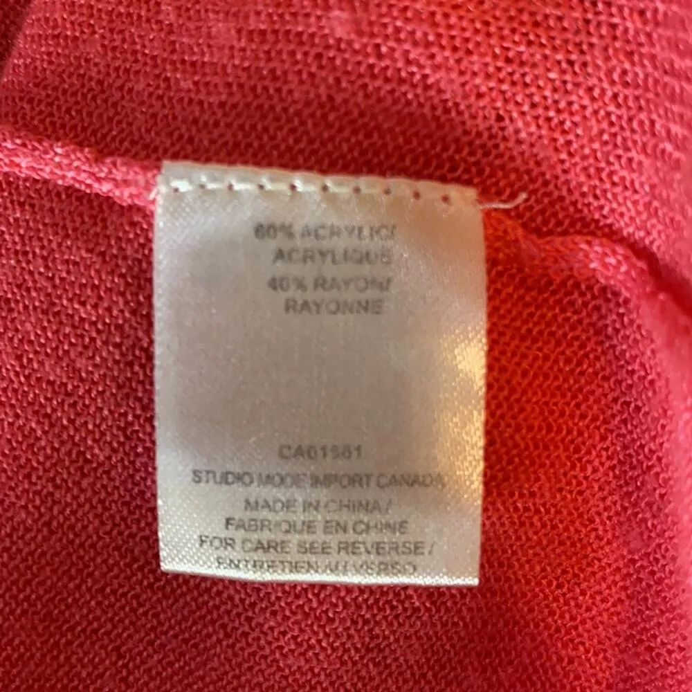 Robert Kitchen of Canada Pink Rayon Acrylic Sweater Size Small Red - Image 9