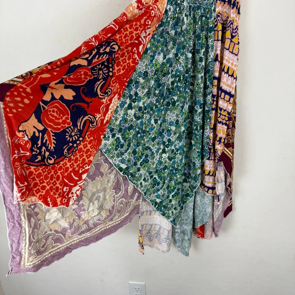 FREE PEOPLE Can’t Tie Me Down Tunic Patchwork Asymmetrical Dress Multicolored - Image 6