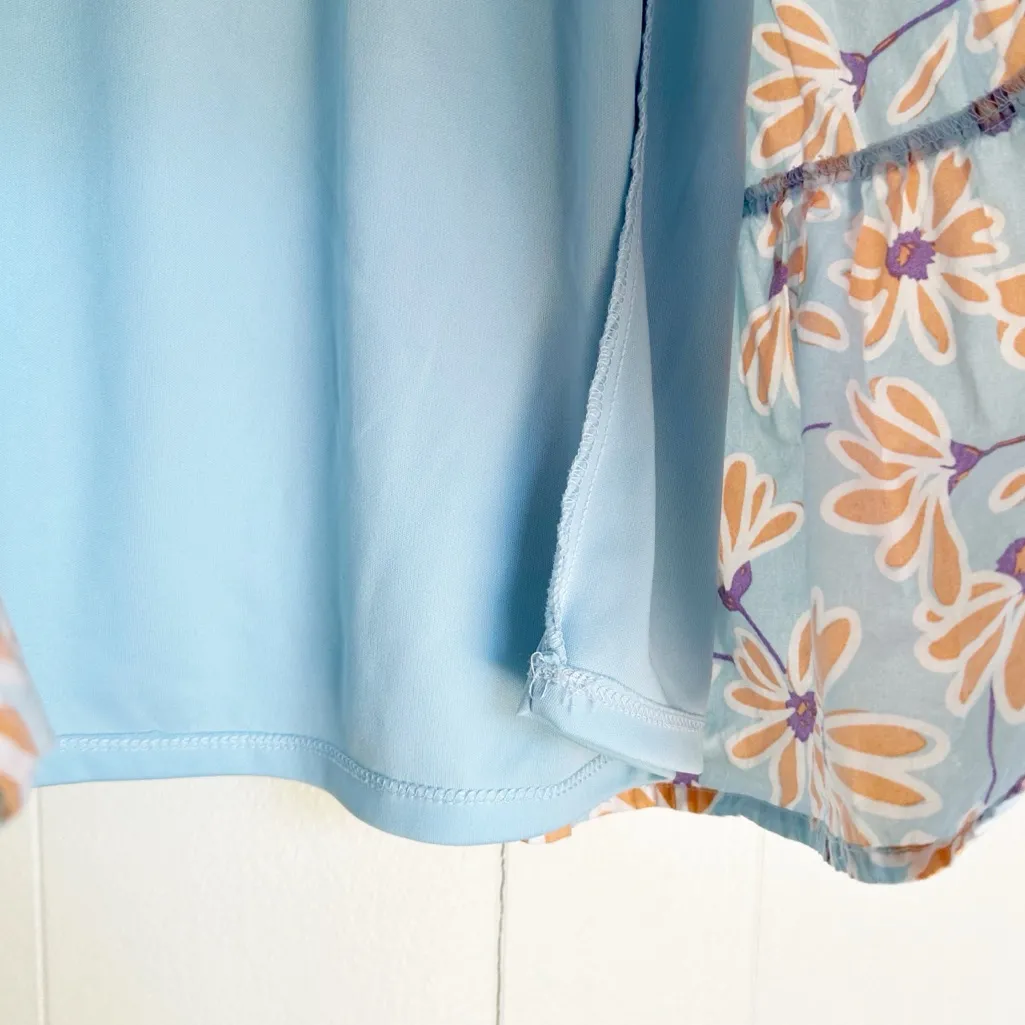 RSQ Blue Orange Daisy Floral Puff Sleeve Babydoll Dress XXS - Image 6