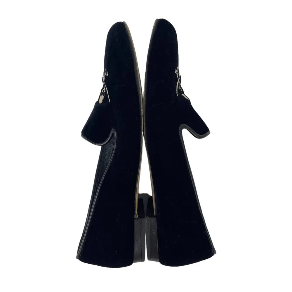 Jon Josef Black Velvet Gatsby Embroidered Skull Flat Loafers Shoes Size 7.5 - Image 10