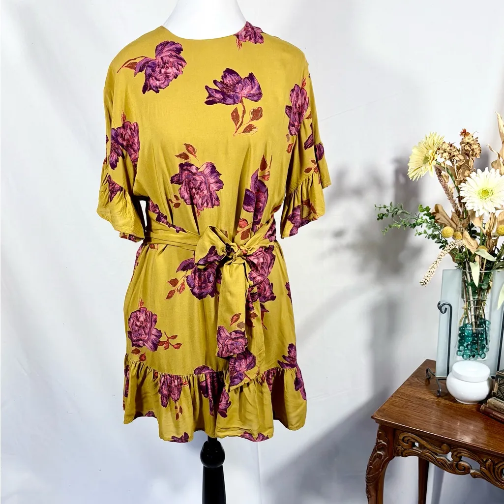 Urban Outfitters Suddenly Spring Floral Tie-Waist Ruffle Mini Dress Sz XS💛 - Image 11