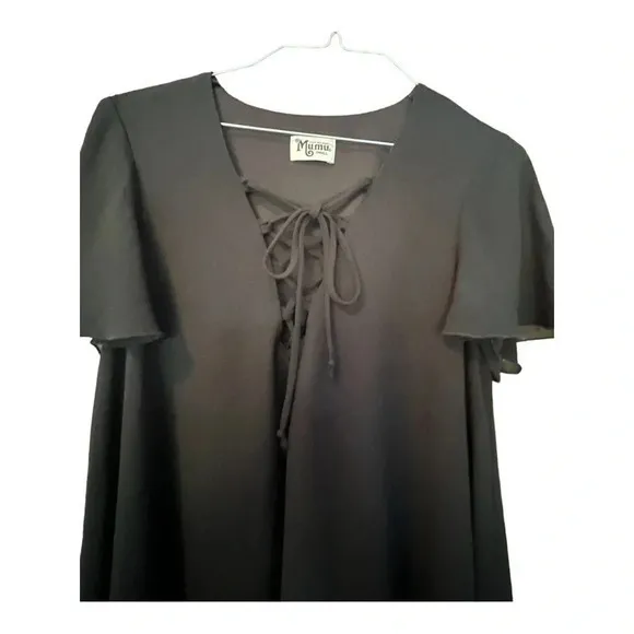 Show Me Your MuMu Kylie Lace Up Black Dress‎ Women Size Small - Image 6