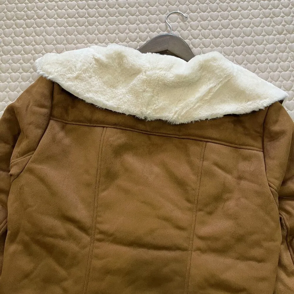 NWT Women's RIVER ISLAND AVIATOR FAUX Sheepskin JACKET UK Size 12 - Image 10
