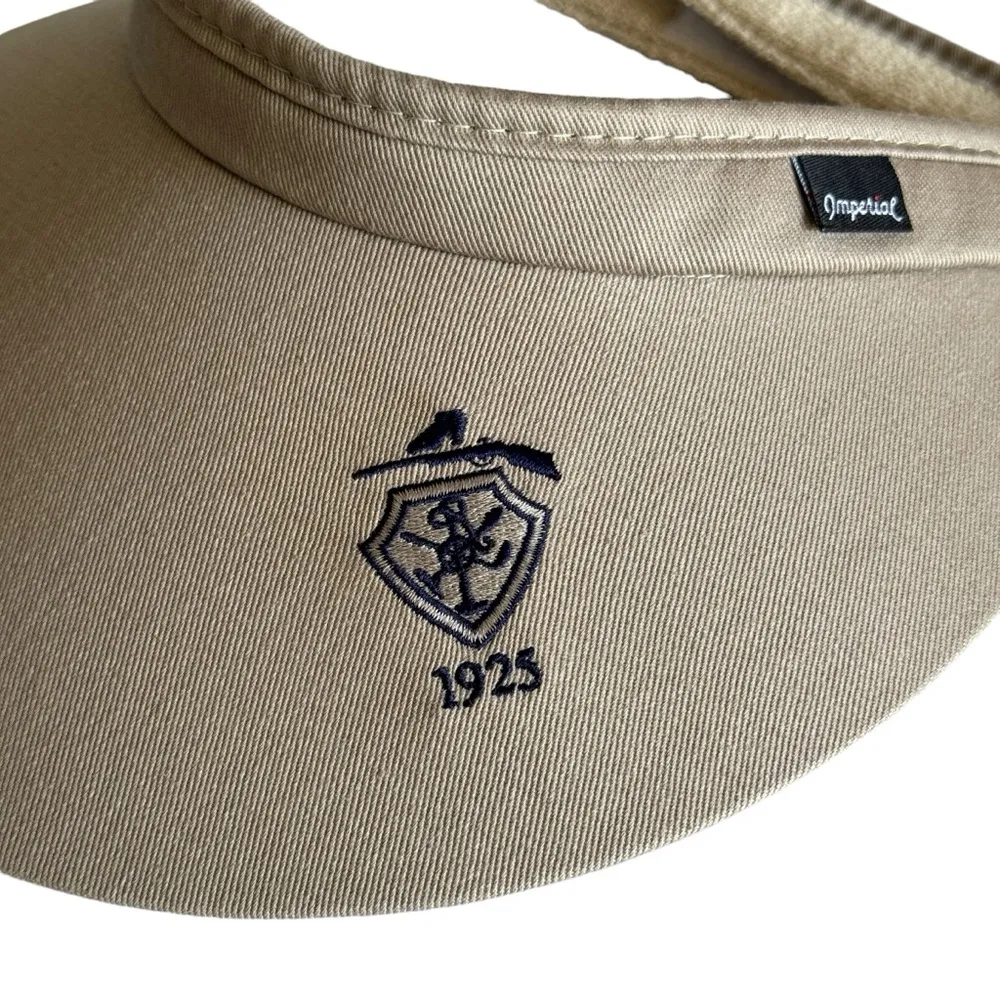 Imperial Sports Khaki Visor Hat Tan & Navy Blue Embroidered - Image 2