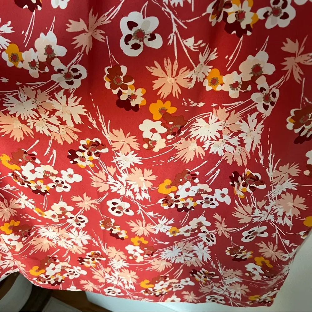 Loft Pink White Floral Print Maxi Dress with Side Slit Size 0 NWOT - Image 3