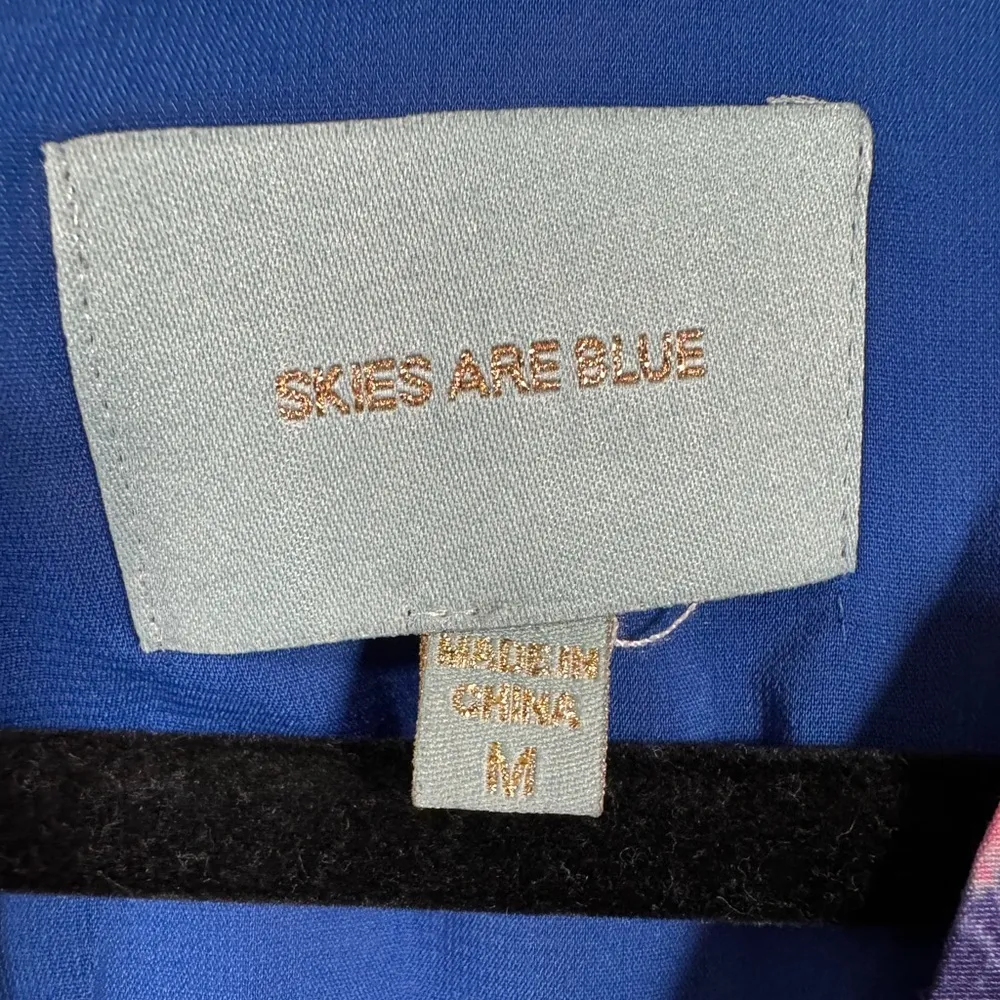 V Neck Blue Floral Dress Size M - Image 5