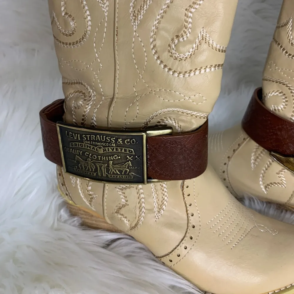 Handmade Women Removable Boot Band. One Size Boot Cuff Brown - Image 2