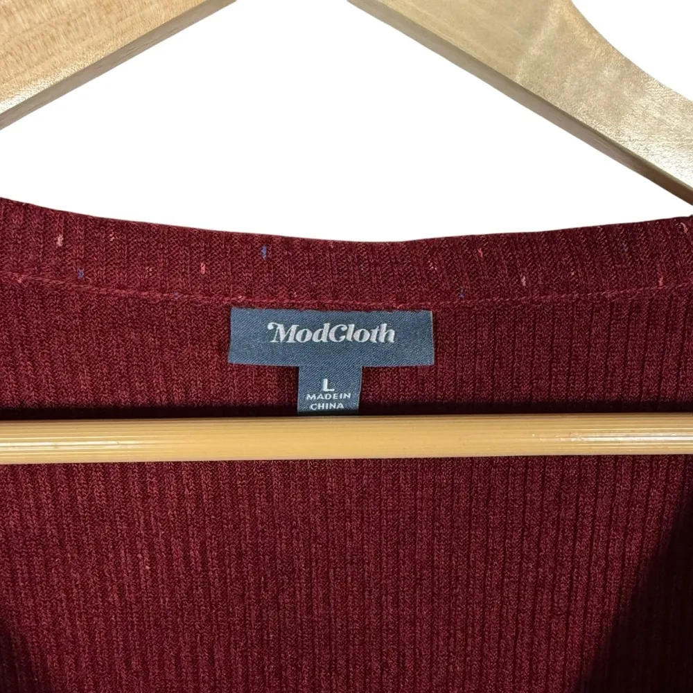 Modcloth Women’s Speckled Ribbed Cardigan ASO Legacies Red Size L - Image 6