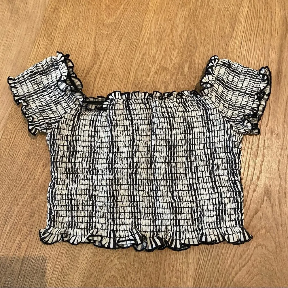 Show Me Your MuMu Truvy Smocked Top Highway Stripe Flux in Black - Image 2