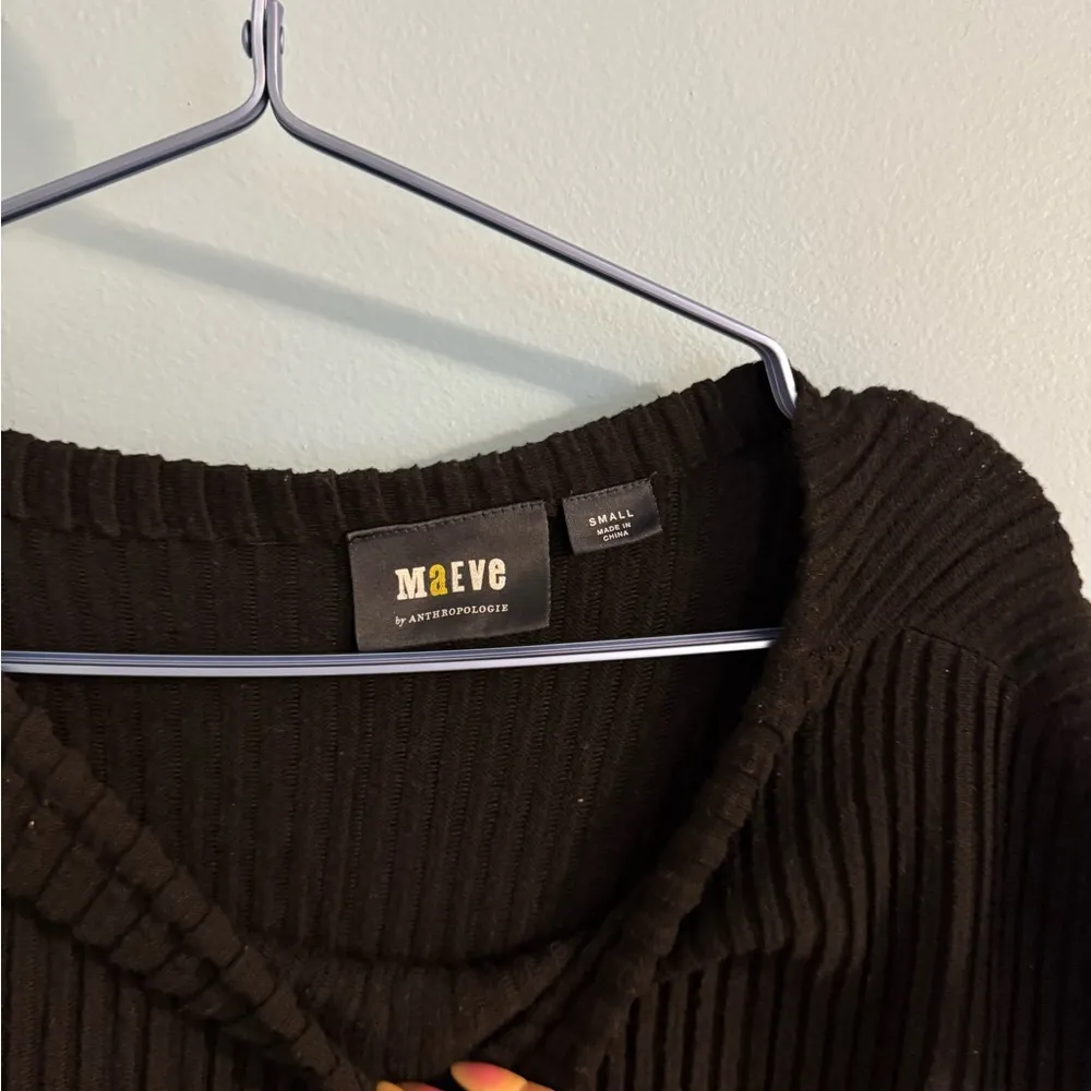 Maeve by anthropologie sweater mini dress short sleeve black size S - Image 4