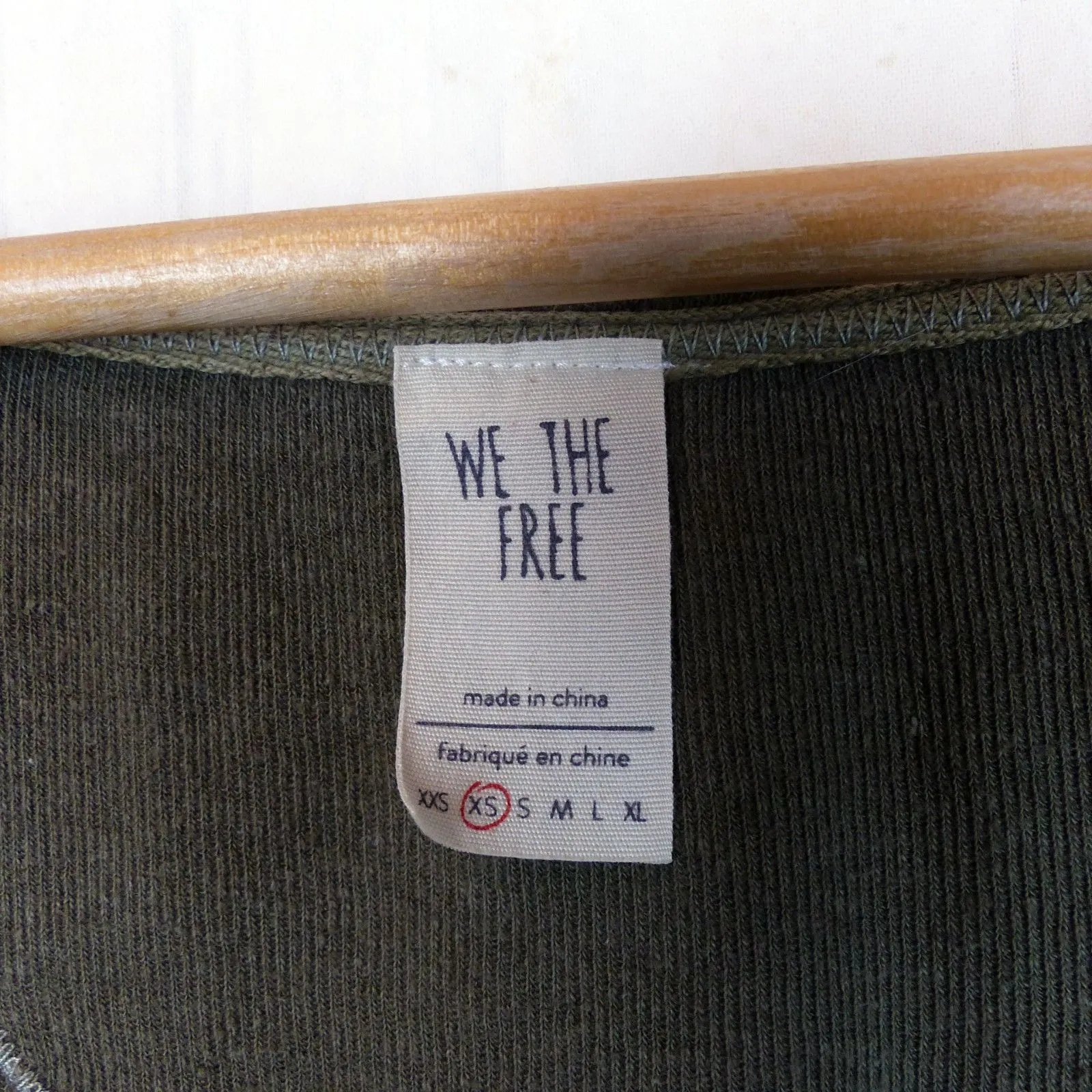 Free People Henley Top Women XS Green Oversized Crop Distress Linen Blend Grunge - Image 12