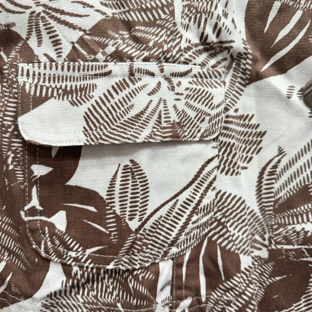 Coldwater Creek Brown & White Leaf Pattern 100% Cotton Long Sleeve Jacket MP - Image 10