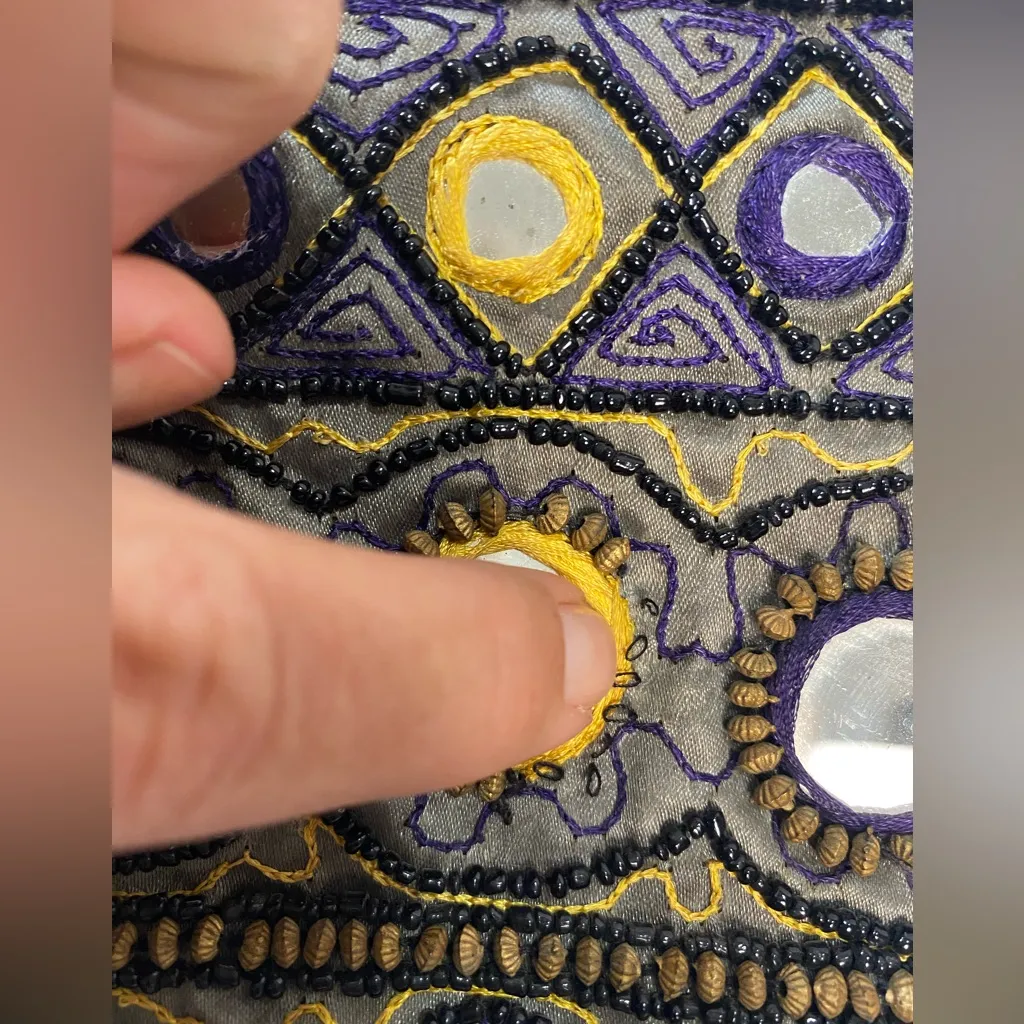 Vintage 90s mirrored beaded handbag grunge emo mini casual indie boho purse - Image 6