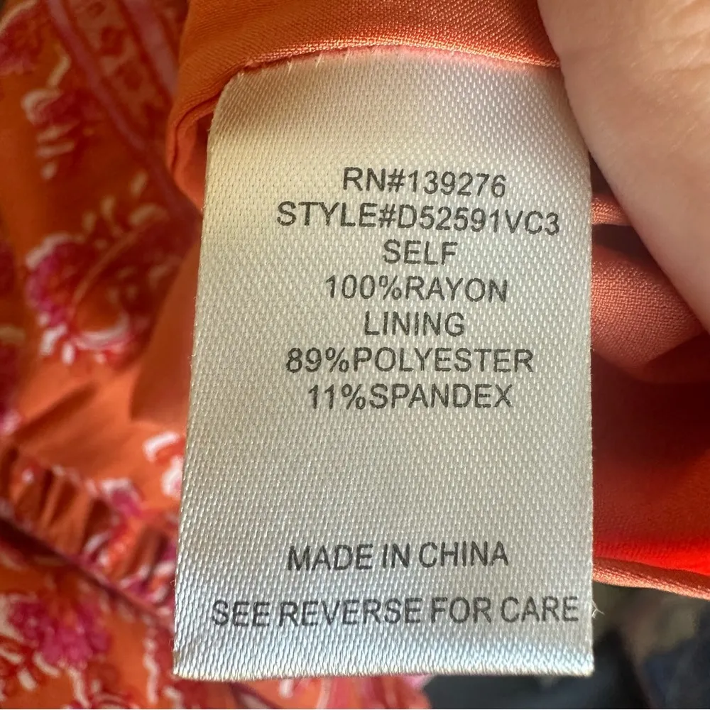 daniel rainn dress m short sleeve tie waist pink & orange knee length - Image 8