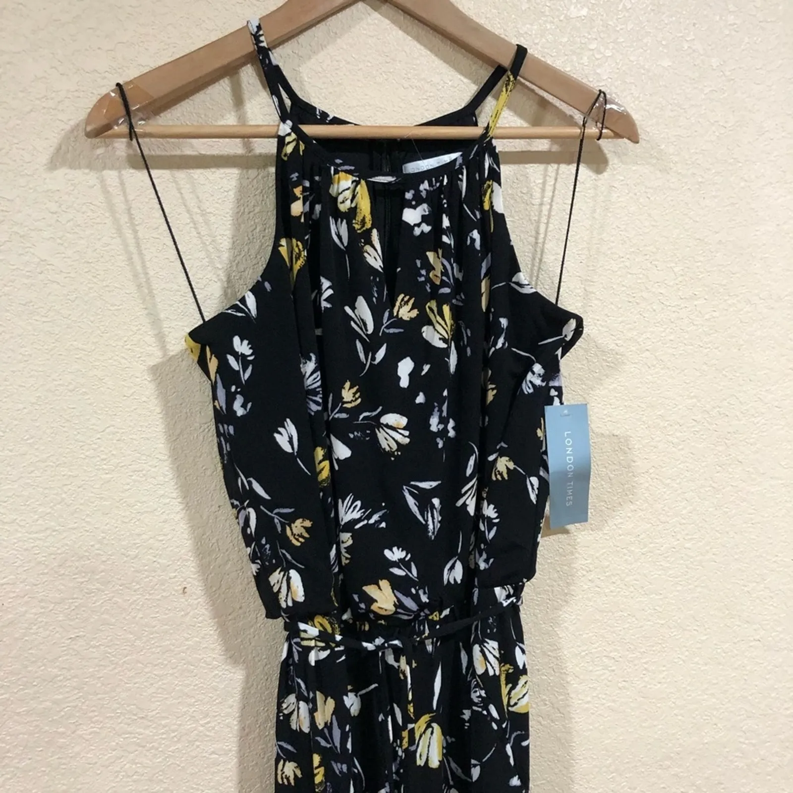 NWT London Times black floral jersey cropped jumpsuit - Image 4