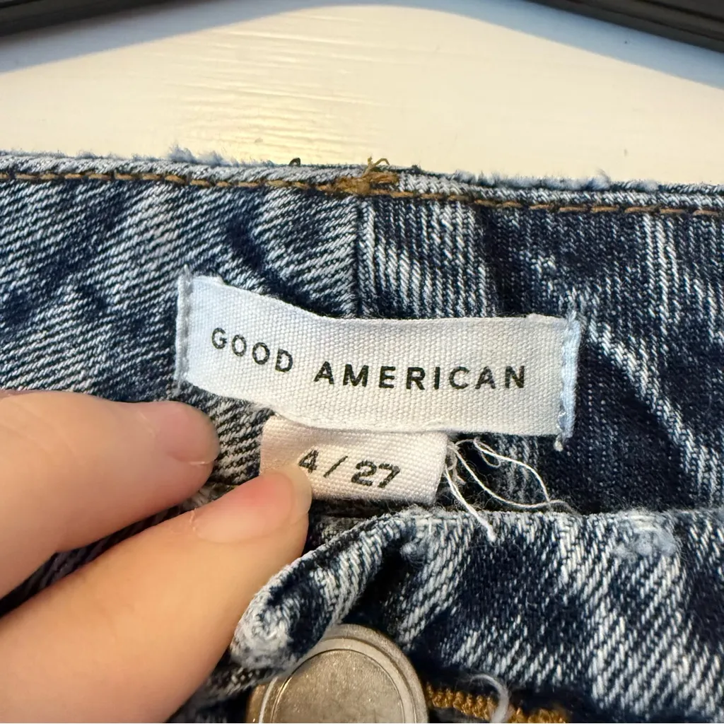 Good American Good Classic Hi-Rise Distressed Ripped Ankle Jeans Size 4/27 - Image 4