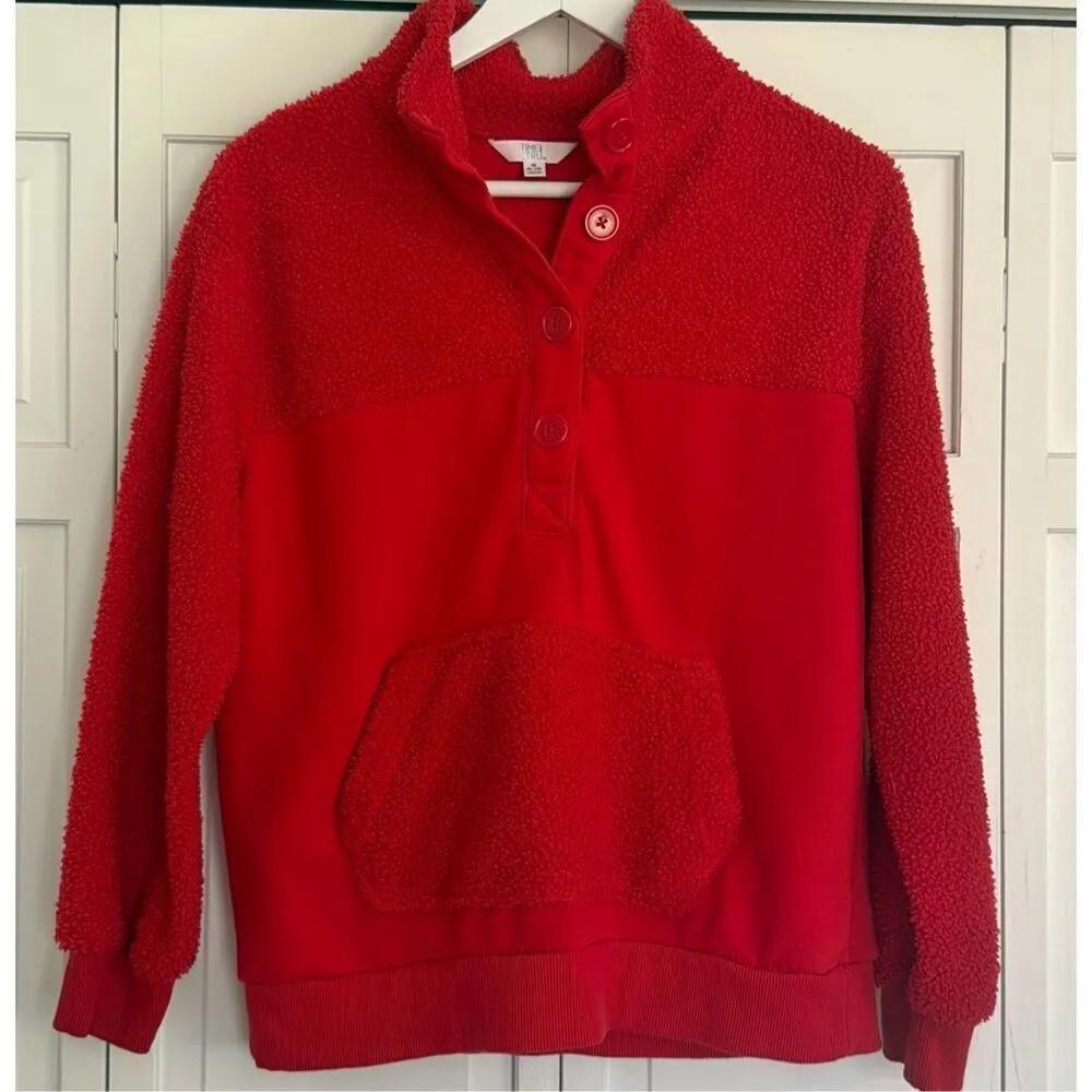 Time And Tru red Sherpa pullover sweater M 8/10 Red Size M - Image 5