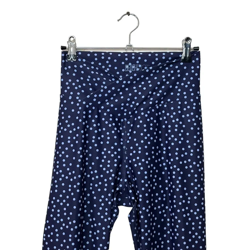 BEACH RIOT Womens Cara Crossover Waistband Polka Dot Leggings Blue Size Large - Image 2