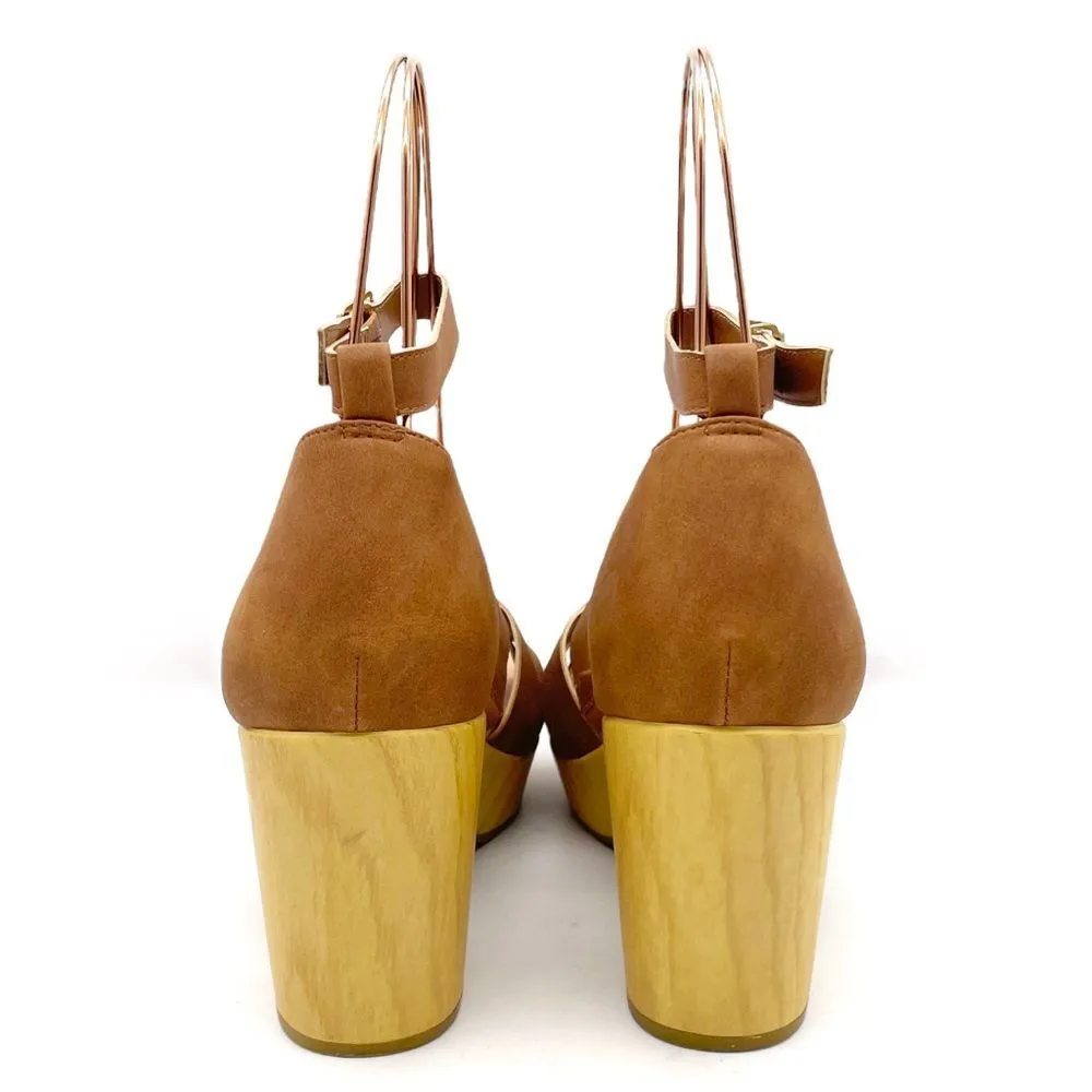 Dr. Scholl’s Blissful Platform Clog Sandal Brown Faux Leather Women's Size 8.5 - Image 9