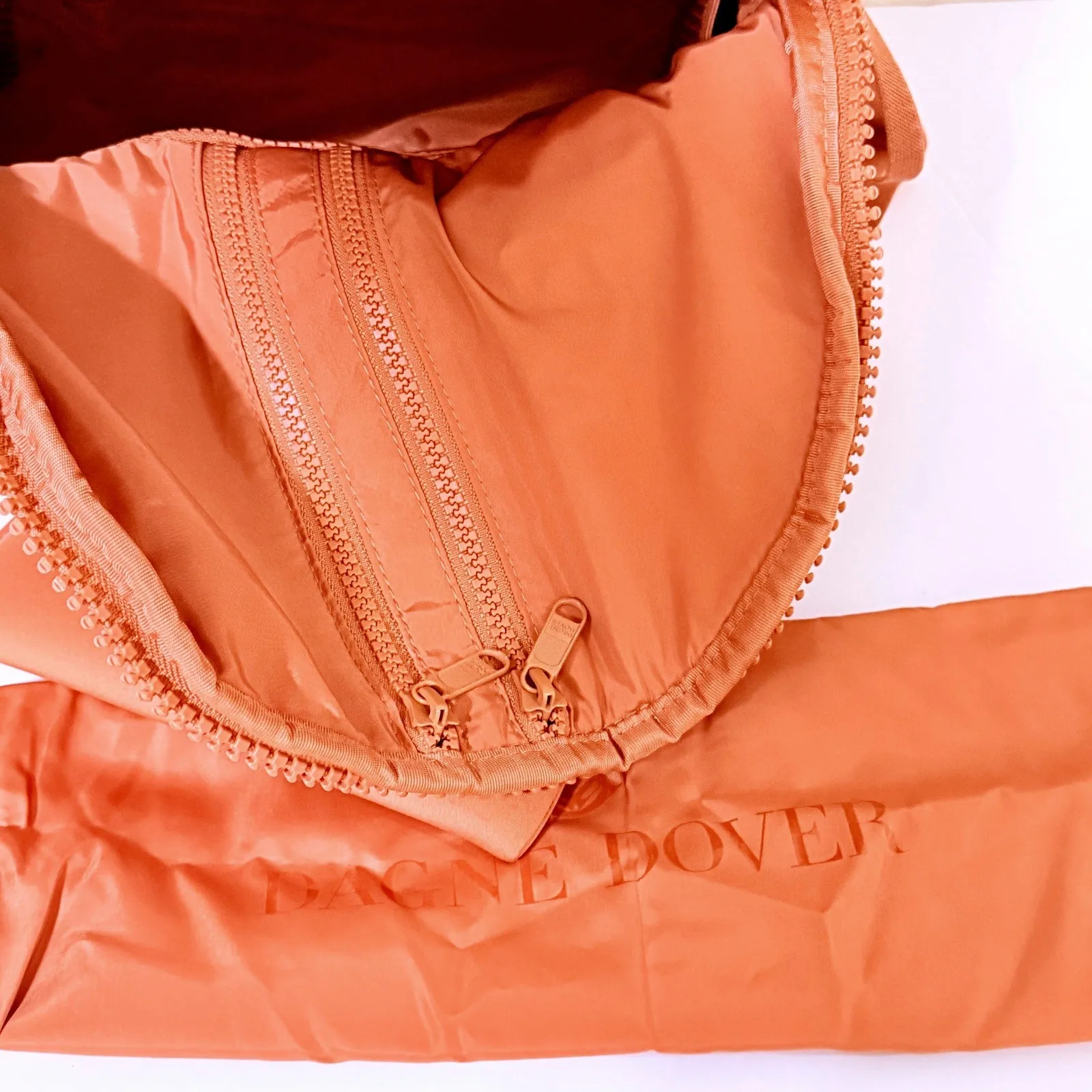 Dagne Dover Dakota Medium Backpack in Goji Orange Coral Neoprene Travel Pouch - Image 9