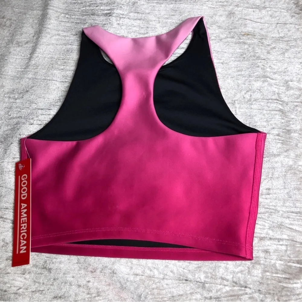GOOD AMERICAN GA Sports Bra Ombré Pink Racerback size  1  Small Cropped Barbie - Image 10