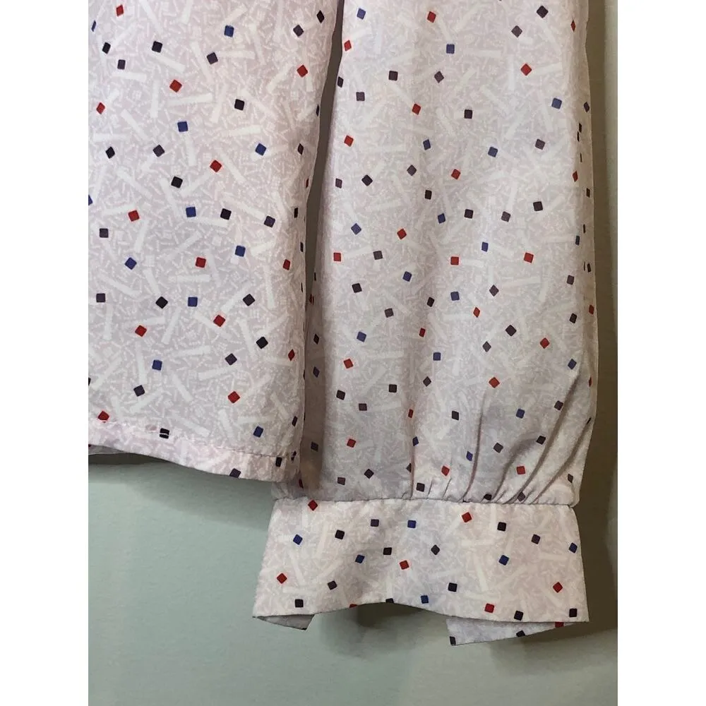 Vintage Blouse Button Doen Retro Squares MCM Size 14 - Image 2