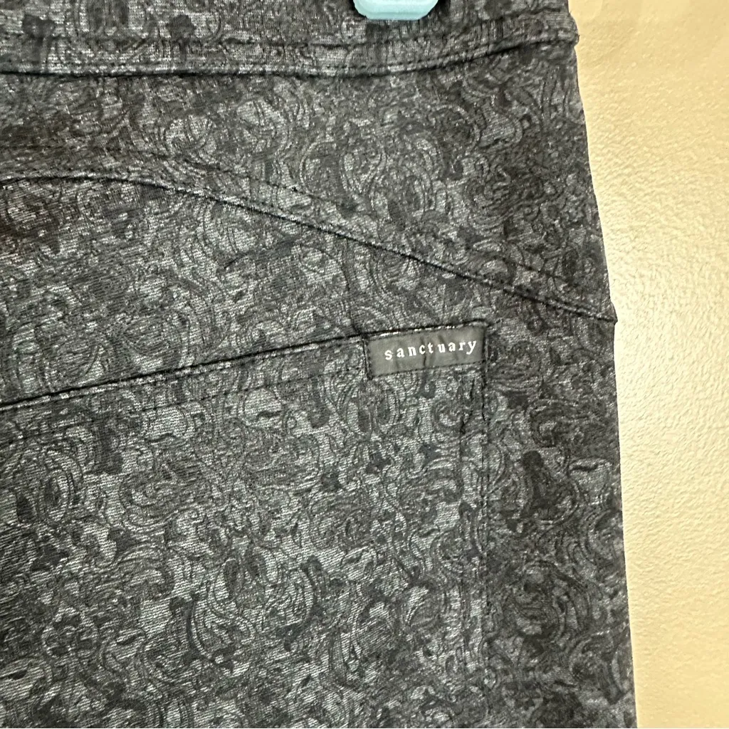 Sanctuary Charcoal Gray Paisley Floral Print Pull On Slim Skinny Stretch Pants M - Image 8
