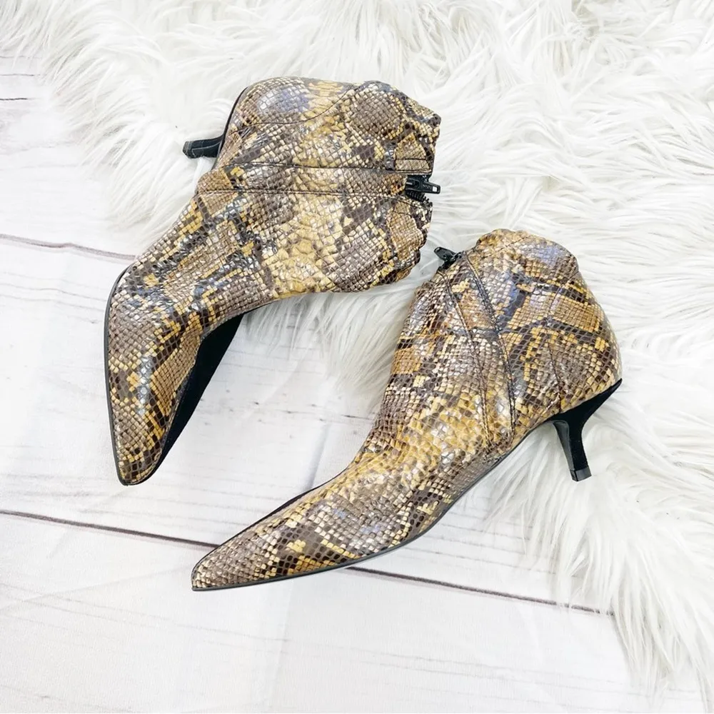 🆕 & Other Stories Gathered Kitten Snake Print & Suede Pointed Toe Heels Size 37 - Image 5