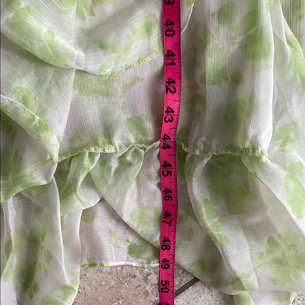 Misa Rumi Asymmetric Floral-print Chiffon Dress In Honeydew - Image 15