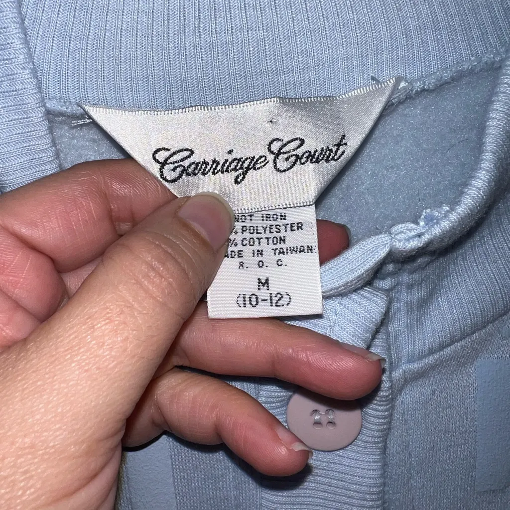 Vintage 80s Carriage Court Light Blue Button - Image 6