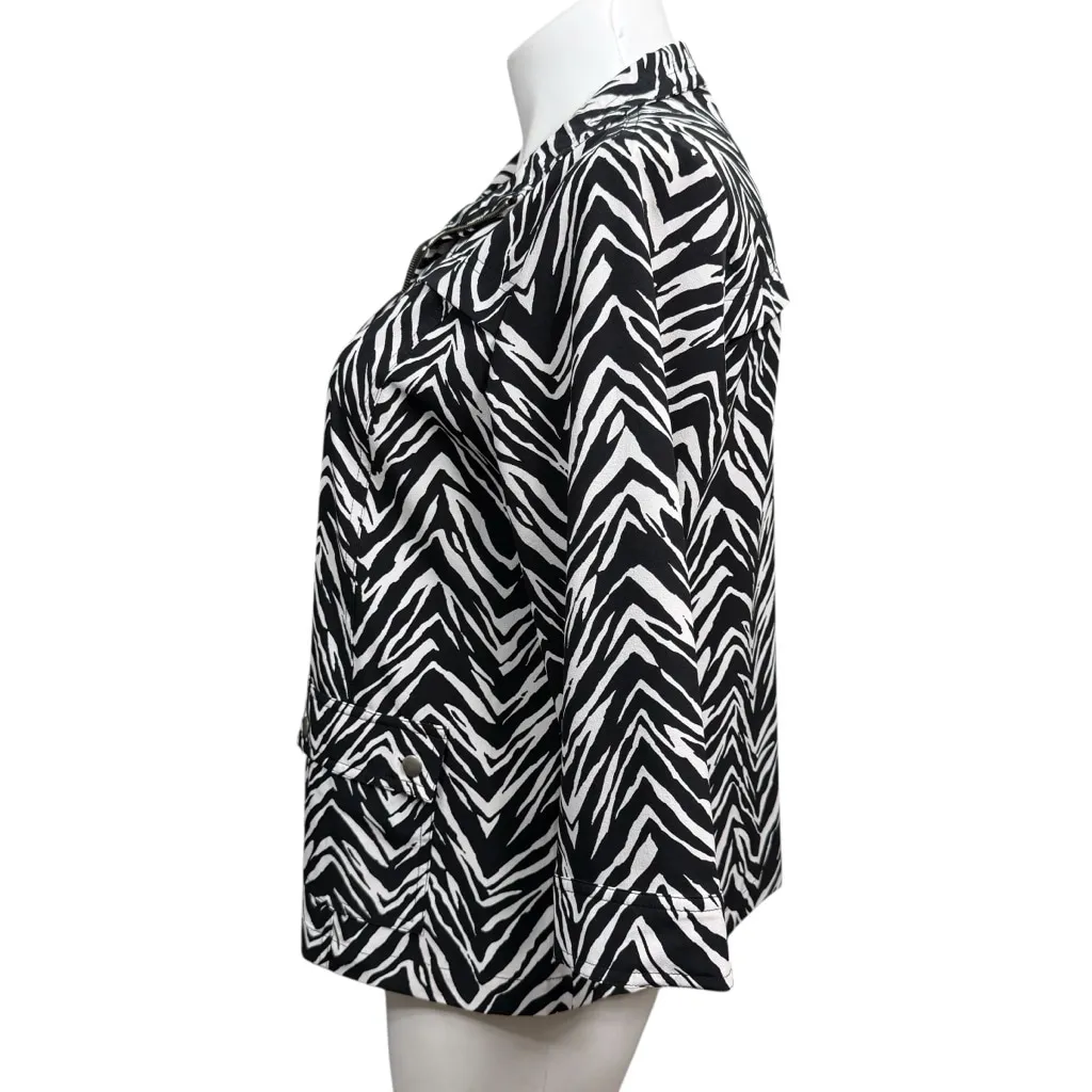Zenergy By Chico’s Zebra Print Zip Front Jacket Size Large Black - Image 7