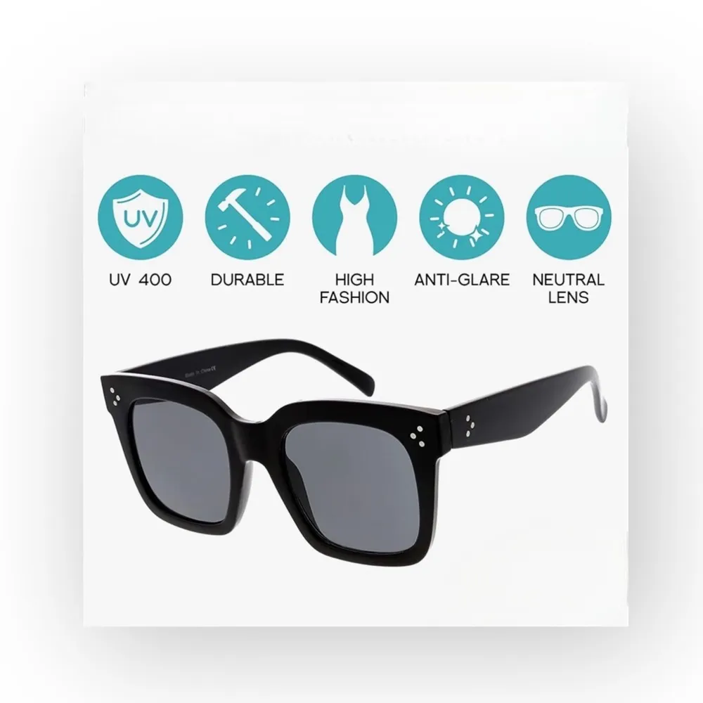 New Retro Oversized Square Sunglasses Sunnies ☻ Shiny Black ☻ Gradient Lenses ☻ - Image 7