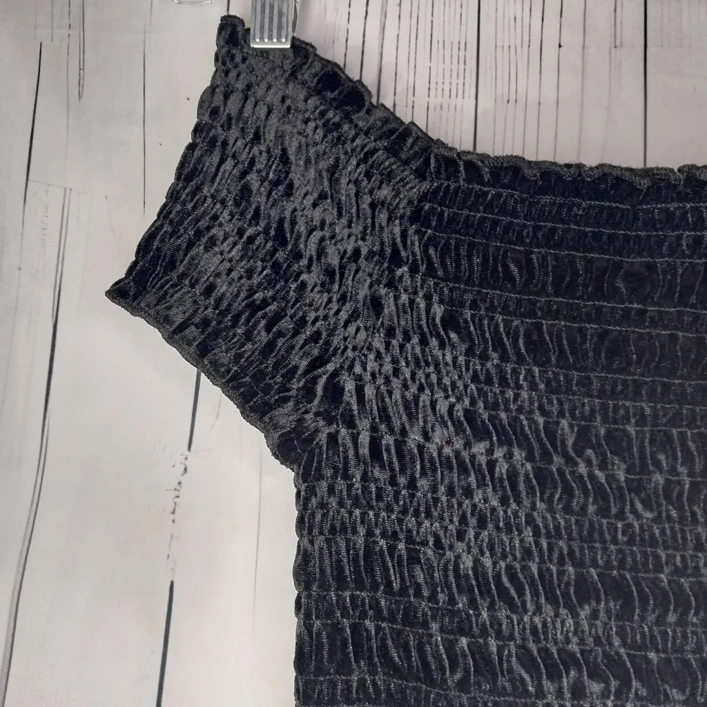 Aeropostale Off-Shoulder Babydoll  90's Whimisgoth Velour Cropped Top - Image 4