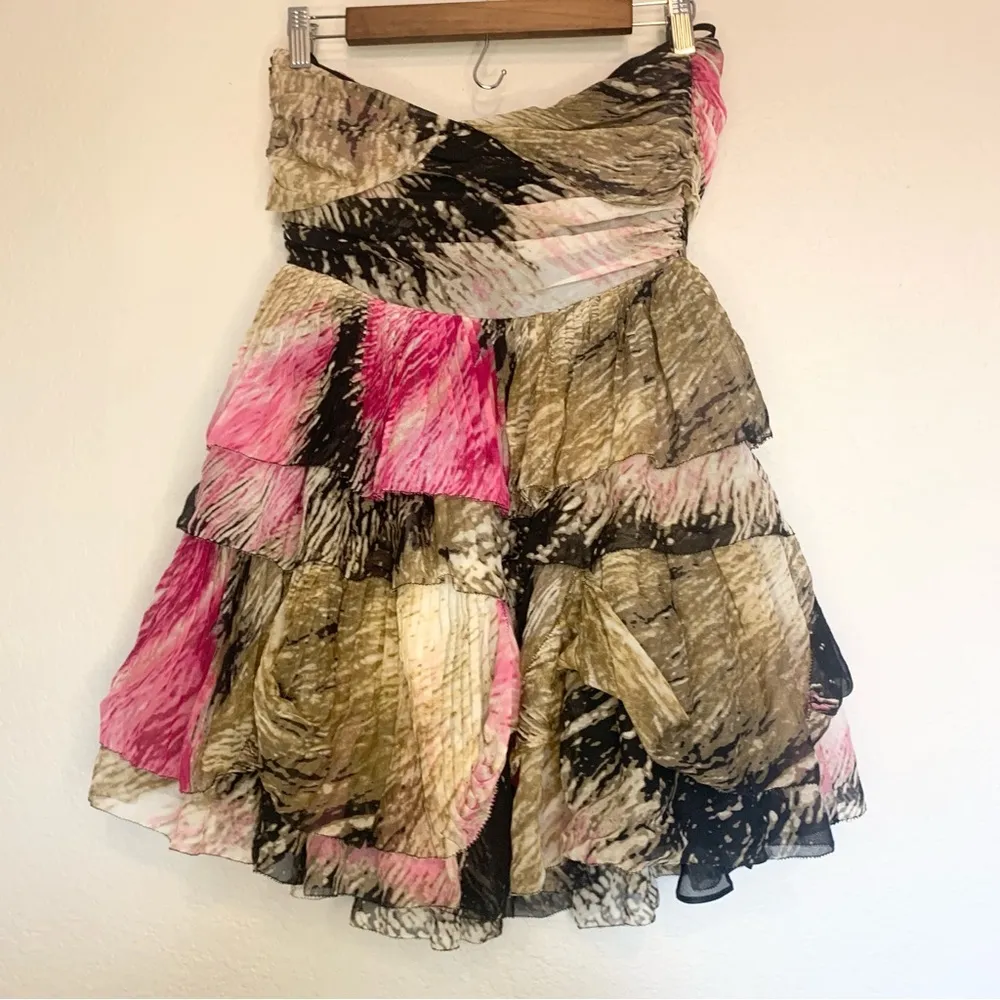 Diane von Furstenberg Brighton Strapless Printed Dress Pink Wing Size 8 - Image 4