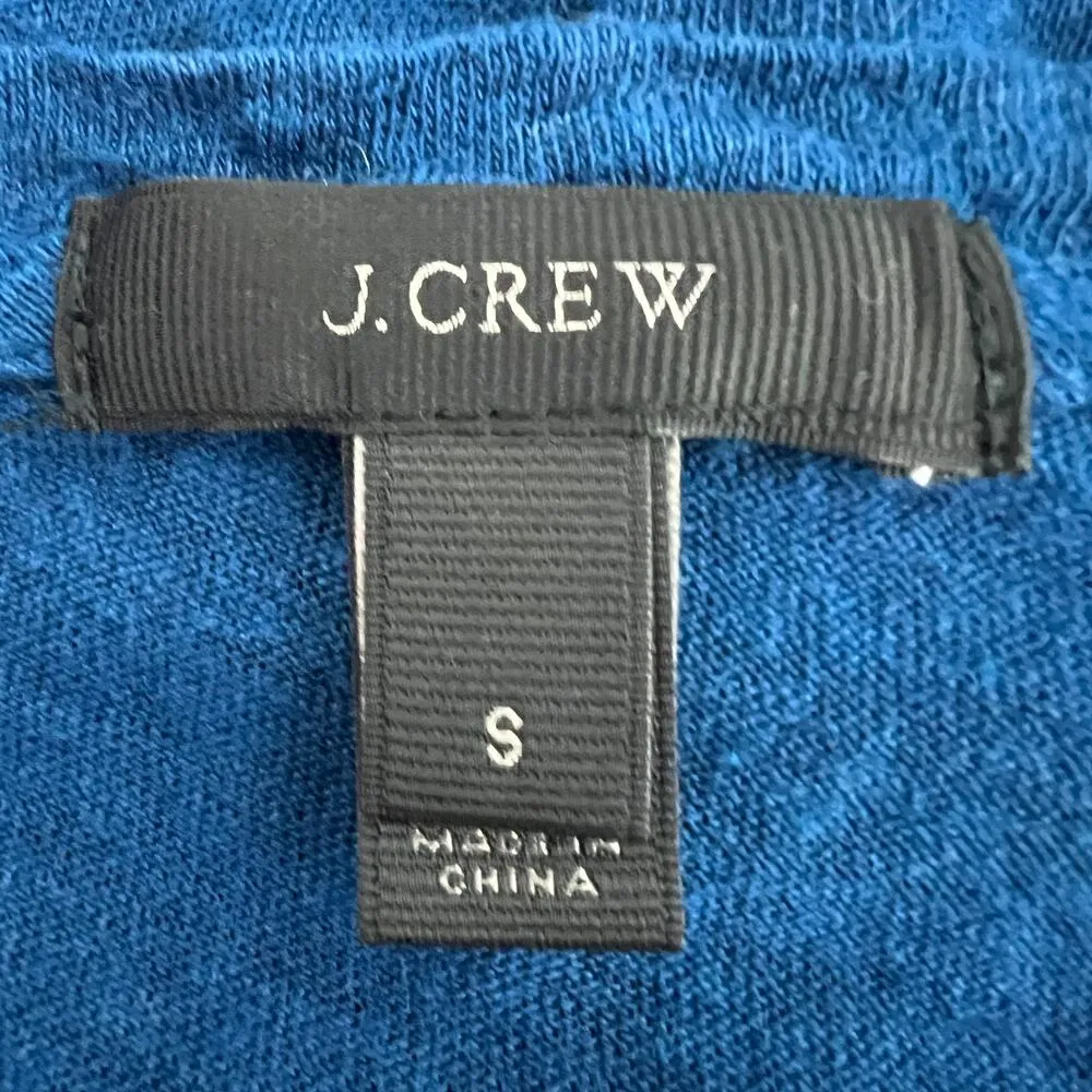 J. Crew Womens Top Small Linen Lagenlook Coastal Beachy Quiet Luxury Old Money Blue - Image 2