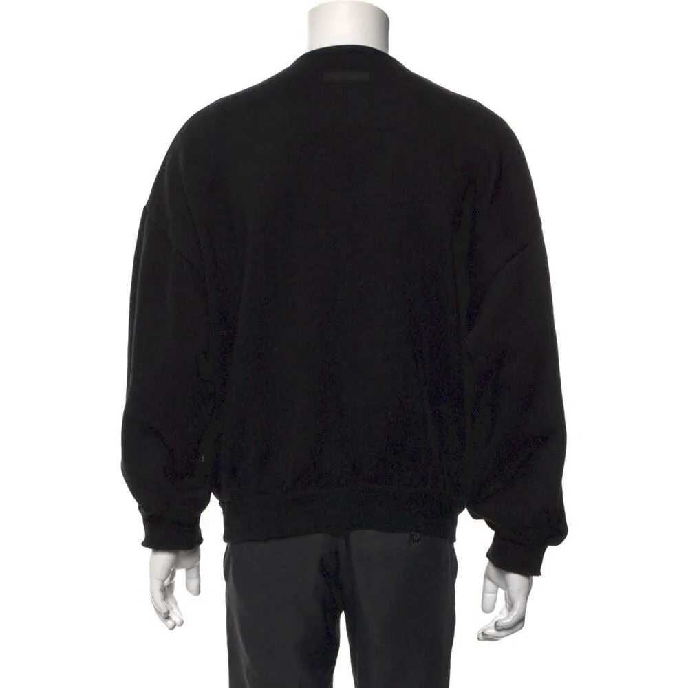 Fear of God Essentials Sweatshirt Mens Medium Black Crew Logo Patch Oversized - Image 11
