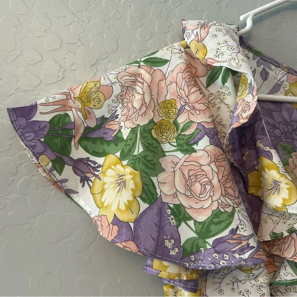 Here Comes the Sun multicolored floral ruffled dress size small - Image 3